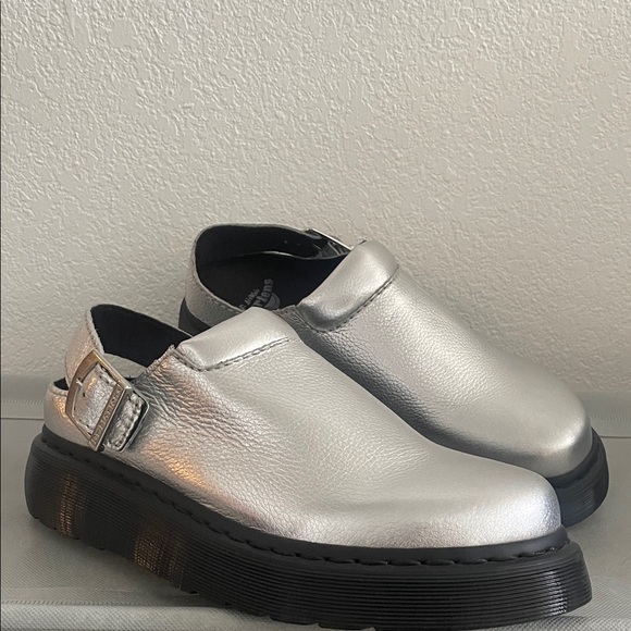 Dr. Martens Shoes - New Dr. Martens Unisex Laketen Silver Metallic Slingback Mule Mens 9 Womens 10